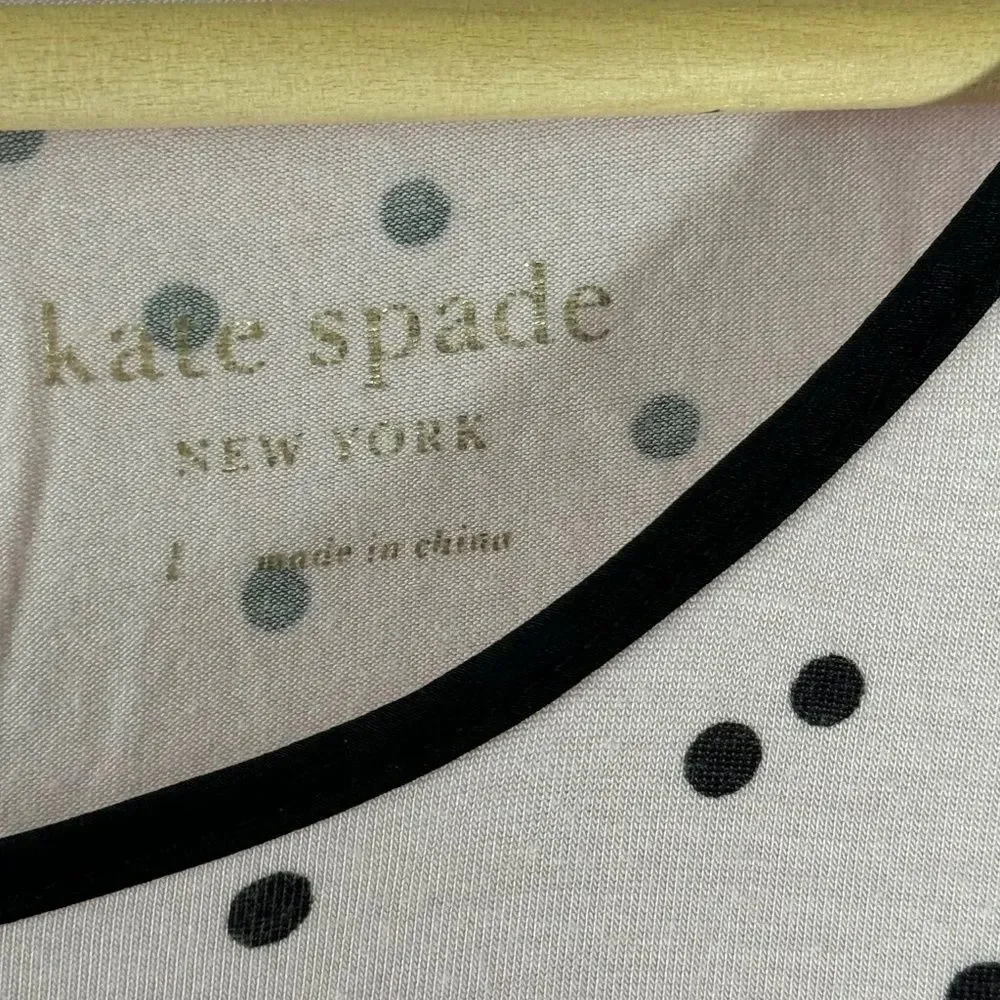 Kate Spade Pink Polka Dot Keyhole Back Shirred Nightgown Sz‎ L